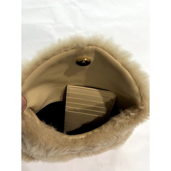 Saint Laurent Small Lou Puffer Genuine Shearling Pouch in Beige - Picture 5 of 8